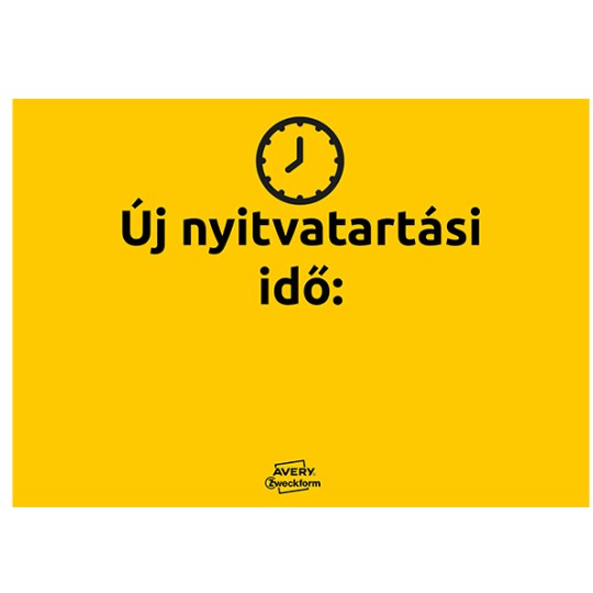 Új nyitvatartási idő: feliratú címke