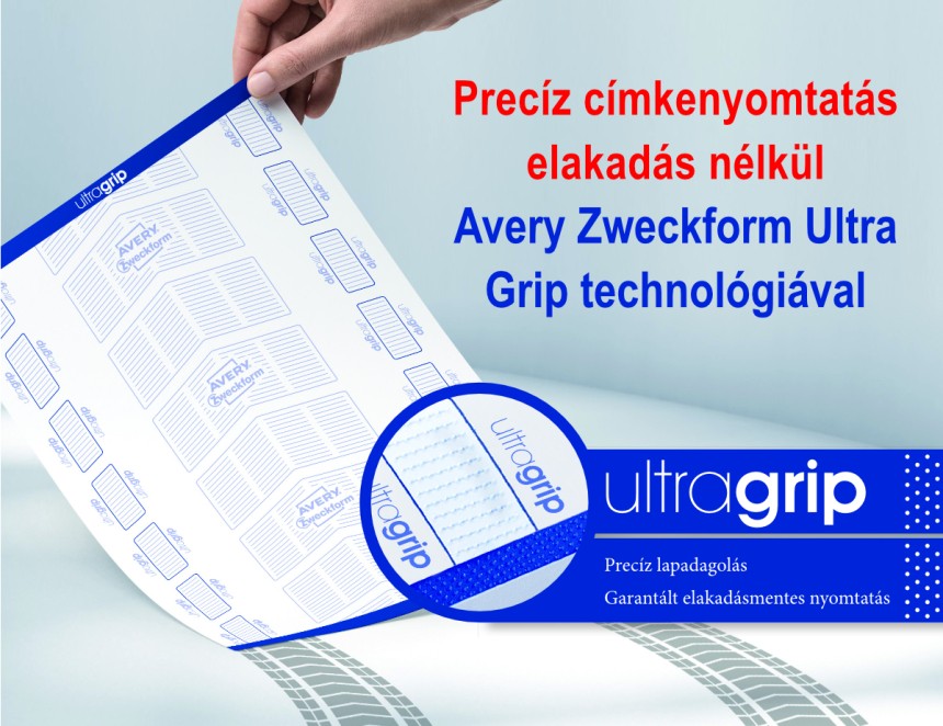 Címkék UltraGrip technológiával: Precíz címkenyomtatás elakadás nélkül. Avery Zweckform Ultra Grip technológiával