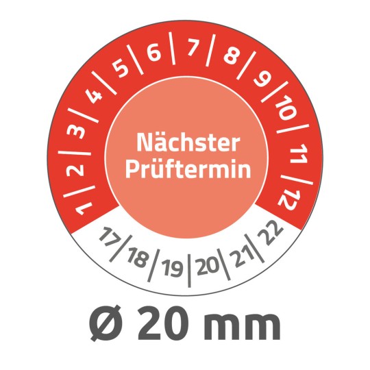6927 4004182069271 Pruefplaketten Naechster Prueftermin 2017-2022 20mm Vinyl 2 part