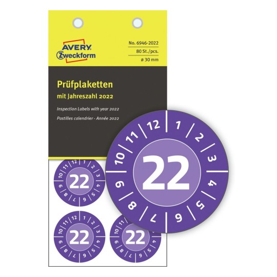 Plakettek évszámmal - NoPeel 6946-2022 Tartalom: 80 címke / 10 oldal