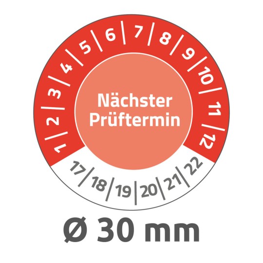 6928 4004182069288 Pruefplaketten Naechster Prueftermin 2017-2022 30mm Vinyl 2 part