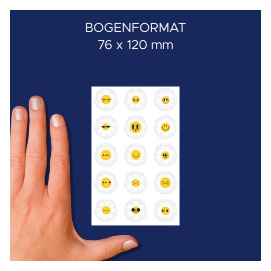 Méret-összehasonlítás kézzel, Cikkszám: 4429, egy ív fényes matrica, Méret: 85 x 160 mm, Szín: Színes?