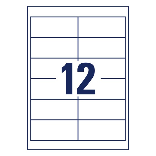 Kivágási rajz egyedi ív A4, Cikkszám: 4781-65, Univerzális címkék, Méret: 97 x 42,3 mm, 12 címke/ív?
