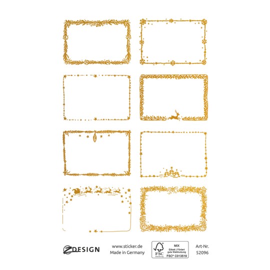 Egyedi ív ábra, Cikkszám: 52096, Karácsonyi matrica, Méret: 52 x 33 mm, 8 matrica/ív?