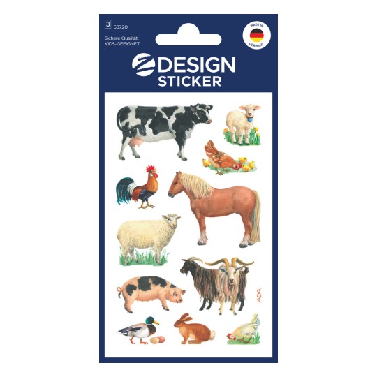 Csomagolási kép: Z-Design, cikk: 53720, gyerek matrica, 85 x 160 mm, kis csomag, 33 matrica / 3 ív