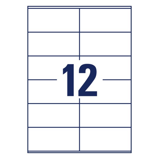 Kivágási rajz egyedi ív A4, Cikk: 6175-65, univerzális címkék, Méret: 105 x 48 mm, 12 címke/ív
