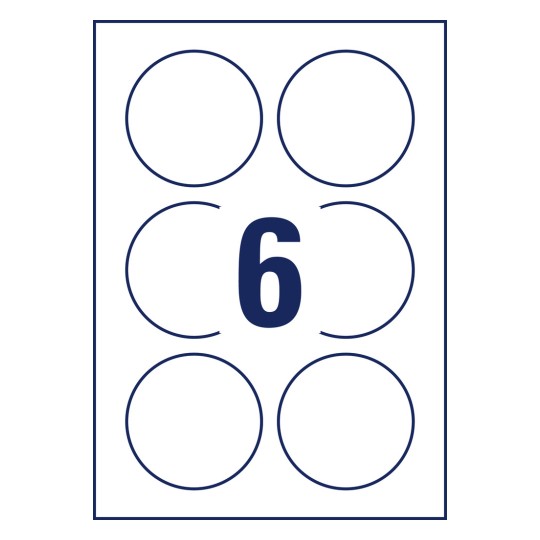 Stancolajz egyedi ív A4, cikk: 6229-10, kerek címkék, formátum: ⌀ 80 mm, 6 címke/ív.