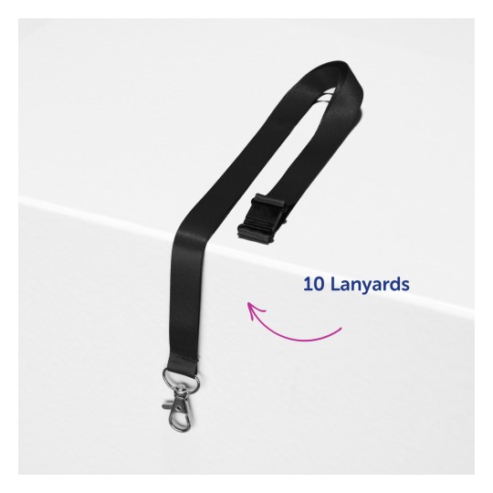 A képen egy fekete nyakpánt látható csipesszel, amely egy fehér felületen fekszik. A szöveg szerint „10 nyakpánt”.