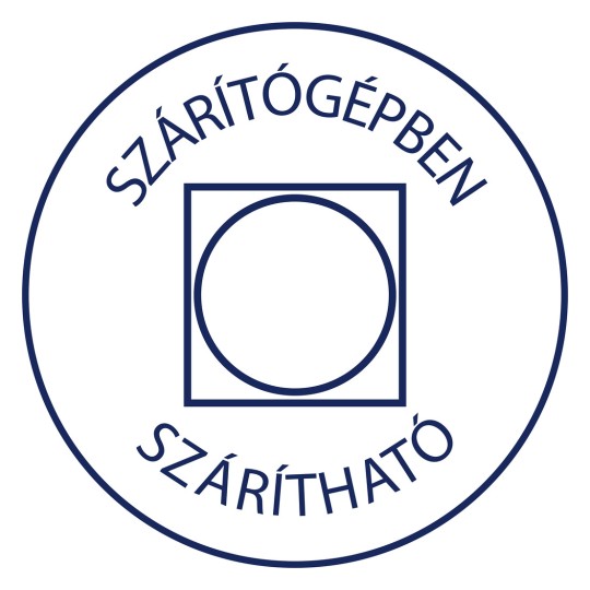A képen egy kör alakú szimbólum látható a „SZÁRÍTÓGÉPBEN SZÁRÍTHATÓ” felirattal, ami azt jelzi, hogy a termék alkalmas szárítógépben való használatra.