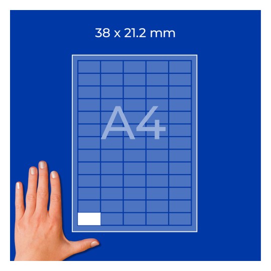 Kéz egy kék A4-es rácsos diagram mellett, amelyen a 38 x 21,2 mm felirat látható?