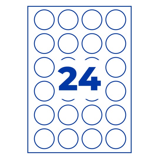 Lap 24 kék körvonalú kör alakú címkével és középen egy nagy kék 24-es számmal?