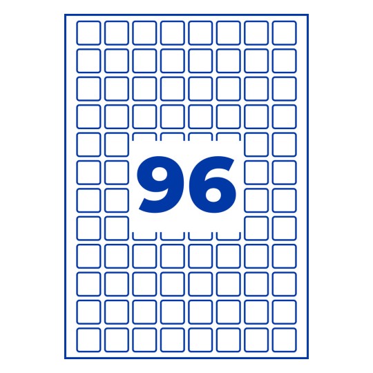 Nagy kék 96-os szám, középen egy lekerekített négyzetekből álló fehér rácson?