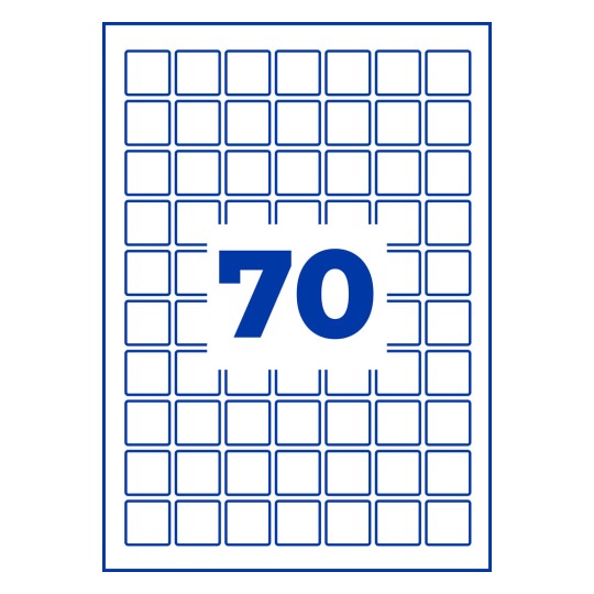 Kék körvonalú négyzetrács, középen egy nagy, kék 70-es számmal?