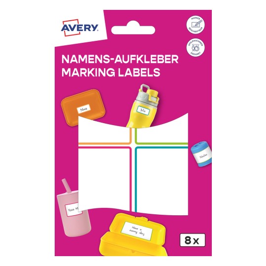 Csomagolási kép: Avery, Cikk: NAME8C, Méret: 48 x 70 mm, Tartalom: 8 címke / 2 ív, 4 címke/tekercs?