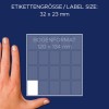 Képméret összehasonlítása kézzel, cikk: 3321, egy ív többcélú címke, méret: 32 x 23 mm, szín: fehér?