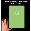 A képen egy kéz látható, amely egy 'A4' feliratú zöld papírlapot tart, amelynek méretei 210 x 297 mm, fekete háttér előtt.