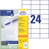 Csomagkép címkelappal: Avery Zweckform Univerzális Címkék, Cikkszám: 3474-200, Méret: 70 x 37 mm, Nyomtatási alkalmasság: Tintasugaras, Lézer monokróm, Színes lézer, Tartalom: 5.280 címke / 220 lap, 24 címke/lap