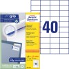 Csomagolási kép címkemappával: Avery Zweckform Univerzális Címkék, Cikkszám: 3651-200, Méret: 52,5 x 29,7 mm, Nyomtatási alkalmasság: Inkjet, fekete-fehér lézer, színes lézer, Tartalom: 8.800 címke / 220 ív, 40 címke/ív.