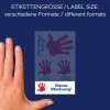 Méretösszehasonlítás kézzel, Cikkszám: 3741, egy ív postaládára való matrica, Méret: 85 x 160 mm, Szín: Piros, Kék?