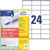Csomagkép címkelappal: Avery Zweckform univerzális címkék, cikk: 6602, méret: 70 x 36 mm, nyomtatási alkalmasság: tintasugaras nyomtató, fekete-fehér lézer, színes lézer, tartalom: 1.560 címke / 65 ív, 24 címke/ív?