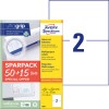 Csomagképek címkelappal: Avery Zweckform univerzális címkék, cikk: 6604, méret: 210 x 148 mm, nyomtatási alkalmasság: tintasugaras, lézer fekete/fehér, színes lézer, tartalom: 130 címke / 65 lap, 2 címke/lap.