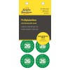 Csomagolási ábra: Avery Zweckform nem A4-es ellenőrző címkék, Cikkszám: 6945-2026, Méret: ⌀ 20 mm, Tartalom: 120 ellenőrző címke / 8 lap, 15 ellenőrző címke/lap.
