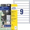 Csomagolási kép kártyalappal: Avery Zweckform dosszié betétcímkék, Home Office, Kis csomag, Cikkszám: C32266-10, Méret: 30 x 190 mm, Nyomtatási alkalmas: tintasugaras, fekete-fehér lézer, színes lézer, Tartalom: 90 darab / 10 lap, 9 darab/lap?