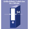 A kép egy mappát ábrázol, 54 x 190 mm-es címkemérettel, amely tartalmaz egy helyőrzőt a címkének a mappán.