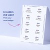 A kép Avery öntapadós névcímke lapját mutatja, amely 10 címkét tartalmaz laponként, olyan nevekkel és munkakörökkel, mint Marketing Igazgató, Mérnök és Tudós.