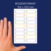 Méretösszehasonlítás kézzel, cikk: ETVET36M, egy ív textilcímke, formátum: 13 x 45 mm, szín: ?