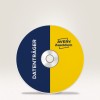 A képen egy kettős tónusú dizájnnal ellátott CD látható. A bal fele sötétkék, fehérrel rányomtatva a 'DATENTRÄGER' szó, míg a jobb fele élénk sárga, az 'Avery Zweckform' logóval.