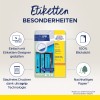 A kép az Avery Zweckform ultra grip irattartó címkéinek reklámja. Kiemeli a jellemzőket, mint például az online eszközzel való könnyű tervezés, a lefagyásmentes nyomtatás, a 100%-os fedettség és a fenntartható papír használata.