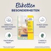 A kép az Avery Zweckform címkék csomagolását mutatja, kiemelve a könnyű tervezést egy címketervezővel, az eltávolítható címkéket és a felelősen kezelt erdőkből származó fenntartható papírt. Szintén megjegyzi, hogy a terméket Németországban gyártják.