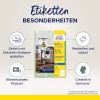 A kép az Avery Zweckform termékeinek időjárásálló címke jellemzőit mutatja be, kiemelve a tervezés egyszerűségét, a klímasemlegességet és a robusztus tulajdonságokat.