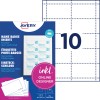 Csomagolási kép címkekívágással: Avery Zweckform, cikk: L4727-20, bedugható címkék, méret: 54 x 90 mm, nyomtatási alkalmasság: tintasugaras, színes lézer, fekete-fehér lézer, másoló, tartalom: 200 bedugható címke / 20 lap, 10 kártya/lap.
