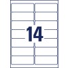 A4 önálló ív kivágási rajz, Cikkszám: L7063-20, Időjárásálló fóliacímkék, Méret: 99,1 x 38,1 mm, 14 címke/lap