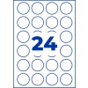 Lap 24 kék körvonalú kör alakú címkével és középen egy nagy kék 24-es számmal?