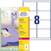 Csomagolás képe címkézőlappal: Avery Zweckform magasfényű címkék, cikk: L7765-40, méret: 99,1 x 67,7 mm, nyomtatóalkalmasság: lézer fekete-fehér, színes lézer, tartalom: 320 címke / 40 lap, 8 címke/lap.