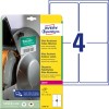 Csomagolási kép címkéző ívekkel: Avery Zweckform Ultra-Resistent Fólia-Címkék, Cikkszám: L7915-10, Méret: 99,1 x 139 mm, Nyomtatási alkalmasság: lézer fekete/fehér, színes lézer, Tartalom: 40 címke / 10 ív, 4 címke/ív.