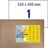 Csomagolási kép címkék ívével: Avery Zweckform antimikrobiális címkék, eltávolítható, átlátszó, cikk: L8015REV-5, méret: 320 x 450 mm, nyomtatási alkalmasság: fekete/fehér lézer, színes lézer, tartalom: 5 címke / 5 ív, 1 címke/ív.