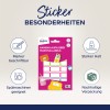 A képen egy csomag Avery jelölőcímke látható, melyek különböző jellemzőkkel bírnak, mint például filccel írhatóak, erős tapadással rendelkeznek, mosogatógépben használhatók, és környezetbarát csomagolásúak. A csomagban 48 címke található, amelyeket az ezeket az jellemzőket ábrázoló ikonok is kísérnek.