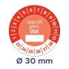 A kép egy kör alakú mérő órát mutat, amelynek számai 1-től 30-ig terjednek, 30 mm-es átmérőt jelezve, és 'Geprüft gem. VDE' felirattal van ellátva.
