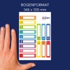 Méretösszehasonlítás kézzel, Cikk: RESMI30S, egy ív öntapadós címke tollak jelölésére, Méret: 10 x 50 mm, Szín: ?