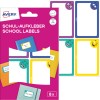 Csomagolási ábra címkés lappal: Avery könyvcímkék, Cikk: SCHOOL8S, Méret: 48 x 70 mm, Tartalom: 8 címke / 2 lap, 4 címke/lap?