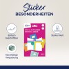 A képen egy csomag Avery iskolai címke látható, amely kiemeli a tapadóképességüket és újrahasznosíthatóságukat, valamint jellemzőiket, mint az egyszerű címkézés és az erős tartás.